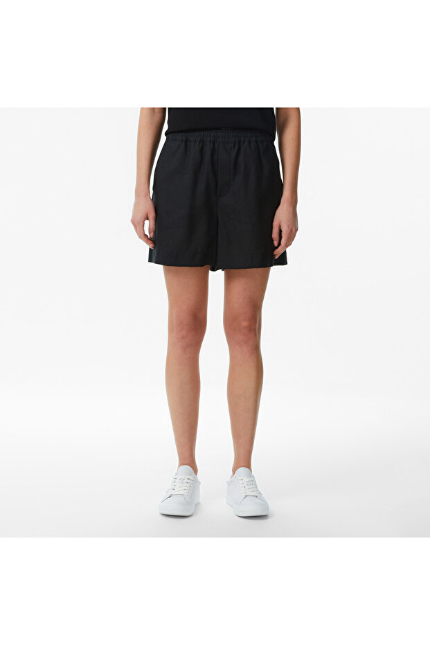 Kadın Relaxed Fit Siyah Bermuda Şort - 2
