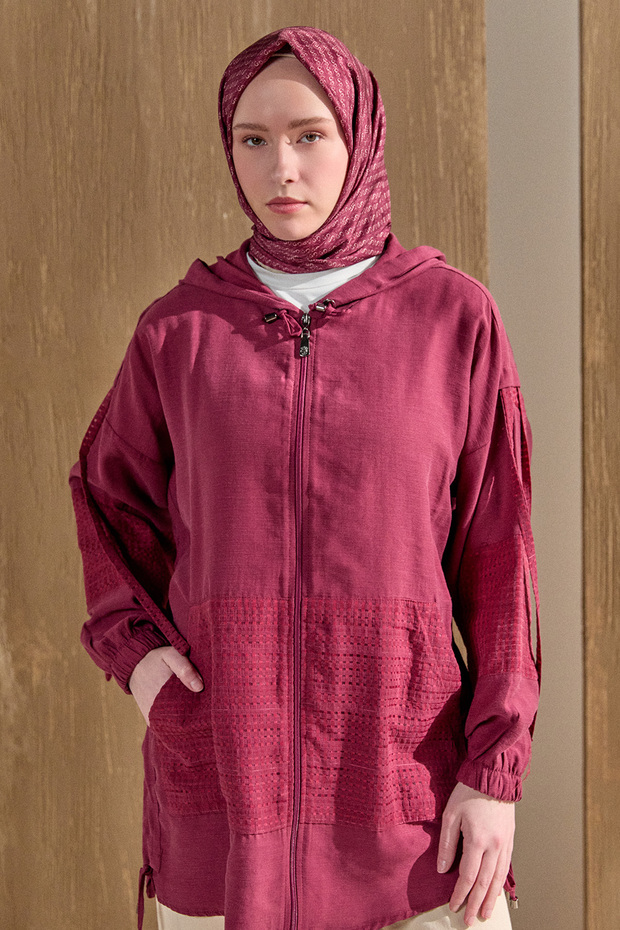 Kapüşonlu Keten Kap - 4