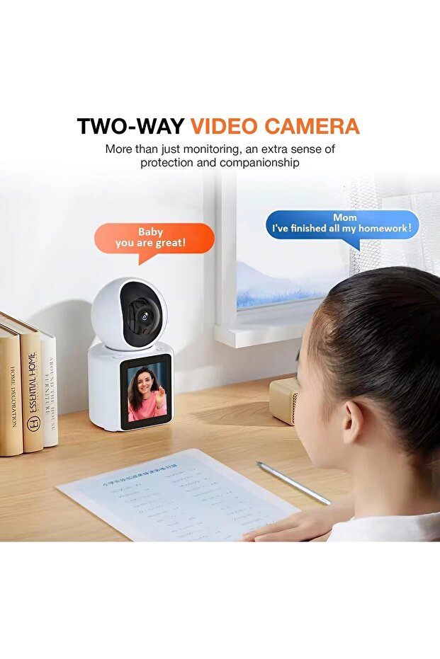 Smart WiFi Video Calling Camera with Screen - 1 Click Call, Two-Way Video Calling, 360° View