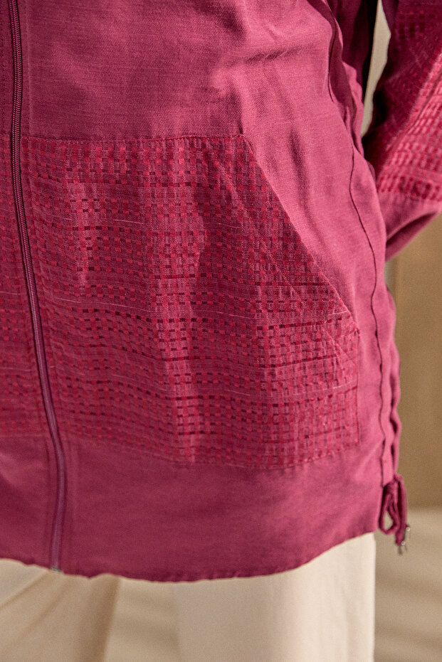 Kapüşonlu Keten Kap - 6