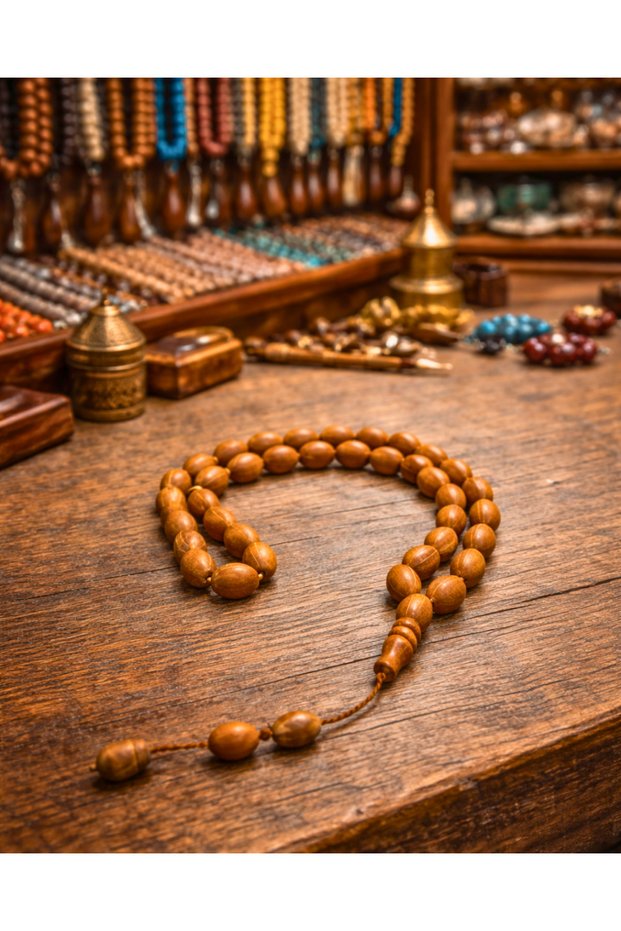 Natural Andiz Prayer Beads - 11X7 mm Barley Cut - Scented Handmade - Wooden Men's Prayer Beads for Daily Use