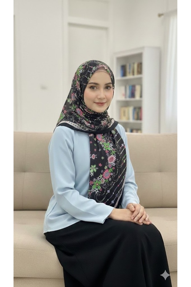 Printed Tulbent Scarf 100X100 cm