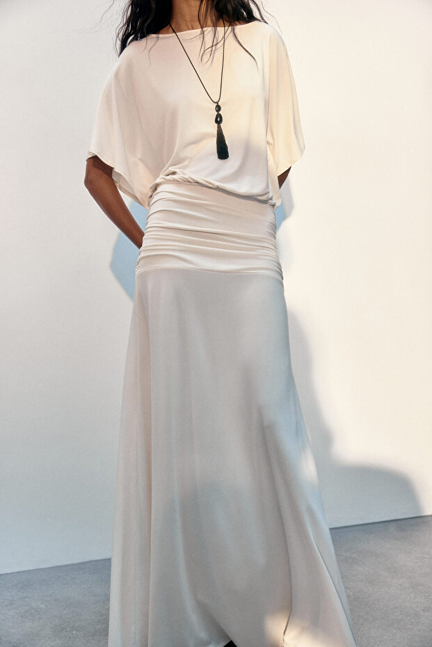 Drapeli Maksi Elbise - 3