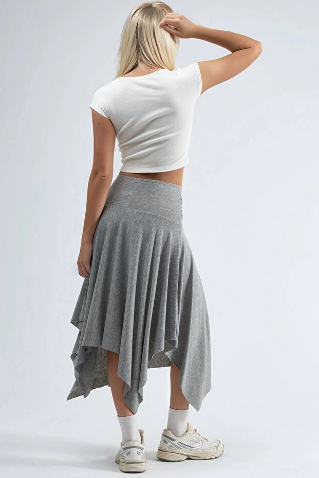 BUSEM Soft Touch Asimetrik Midi Etek - 3