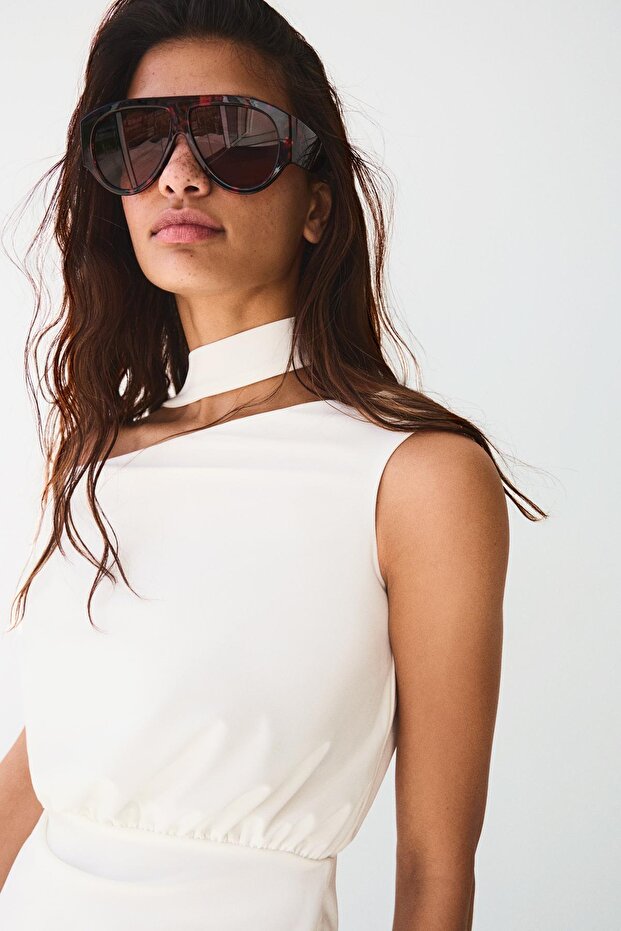 Bardot mini fular elbise - 4