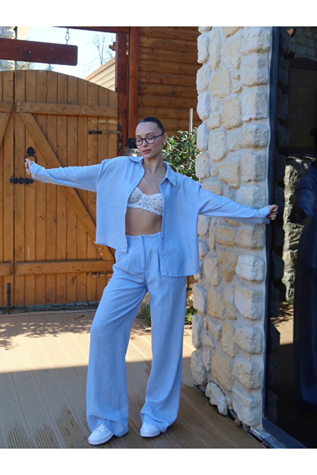 طقم قميص وبنطلون مطوي - 7