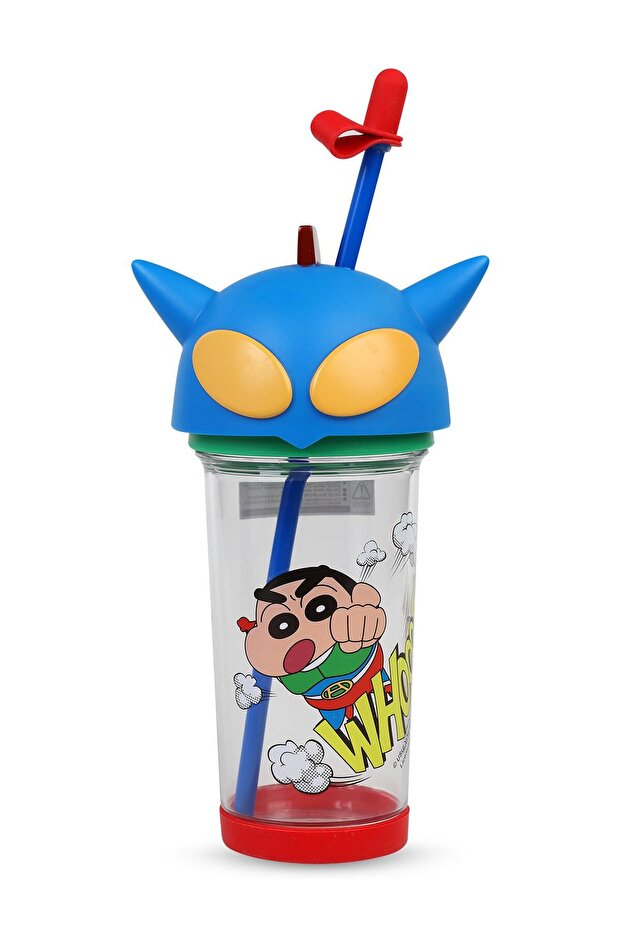 Crayon Shinchan Water Bottle with Straw 500 ml - Blue