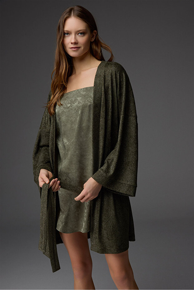 Jakar Viscon Nightgown Örmen Dressing Gown 2 Piece Set Bm-1807