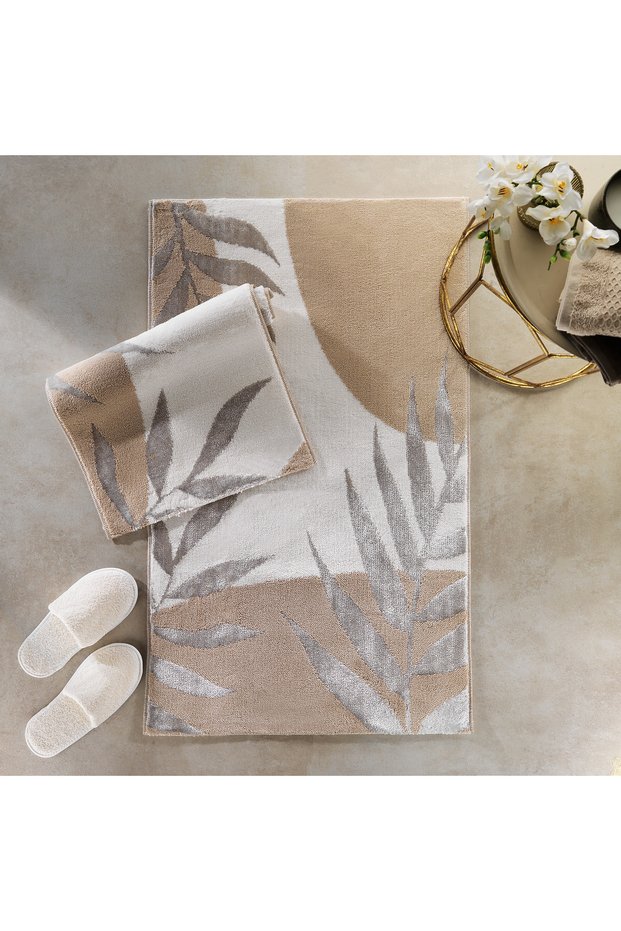 Home Floral 2 Li Cotton Floş Bath Mat -Beige