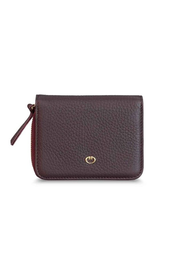 Claret Red Genuine Leather Reversible Full Zipper Women's Wallet // Grd260226Wt1621