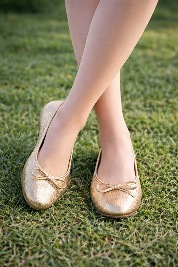 Tia Women's Real Leather Soft Ballet Flats C332-Gold