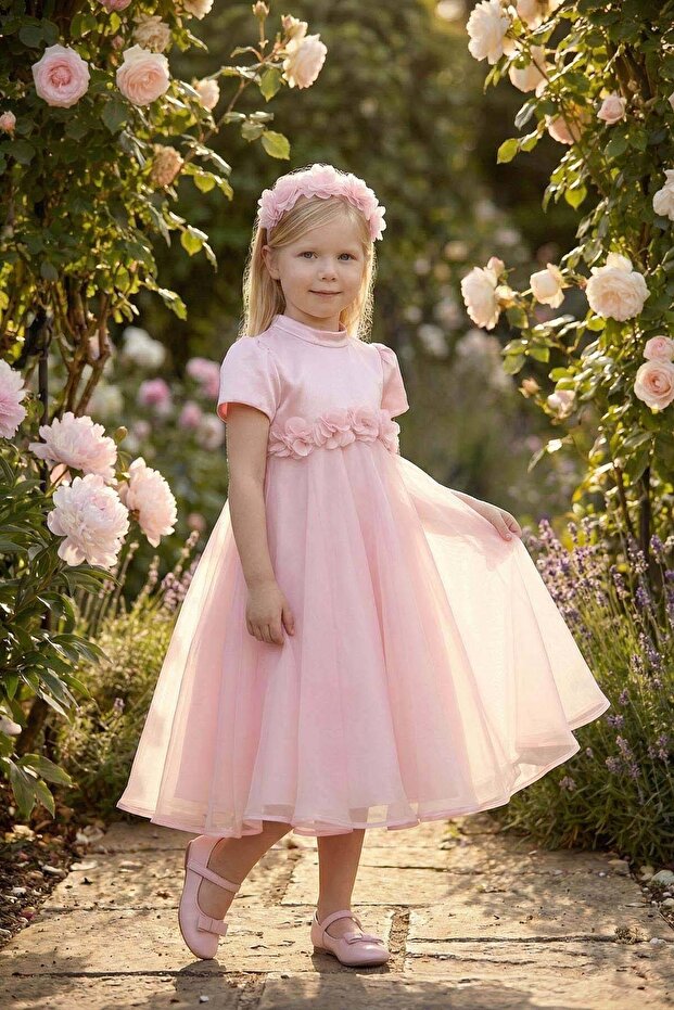 Girl's Evening Dress 3-7 Years Old Powder