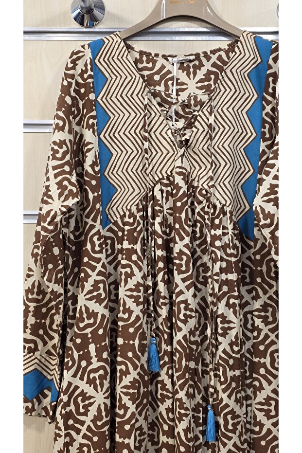 Rochie lungă bumbac bucăți cu model - 4