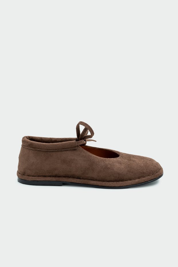 Mex Lace Detailed Bitter Brown Suede Women's Barefoot Shoes