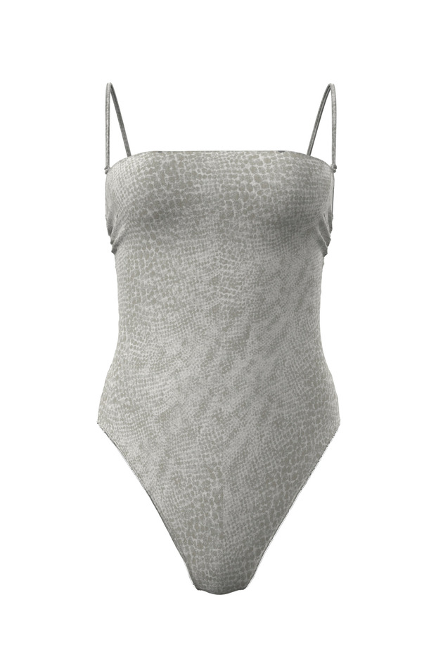 Women's Strapless Gray One Piece Swimsuit