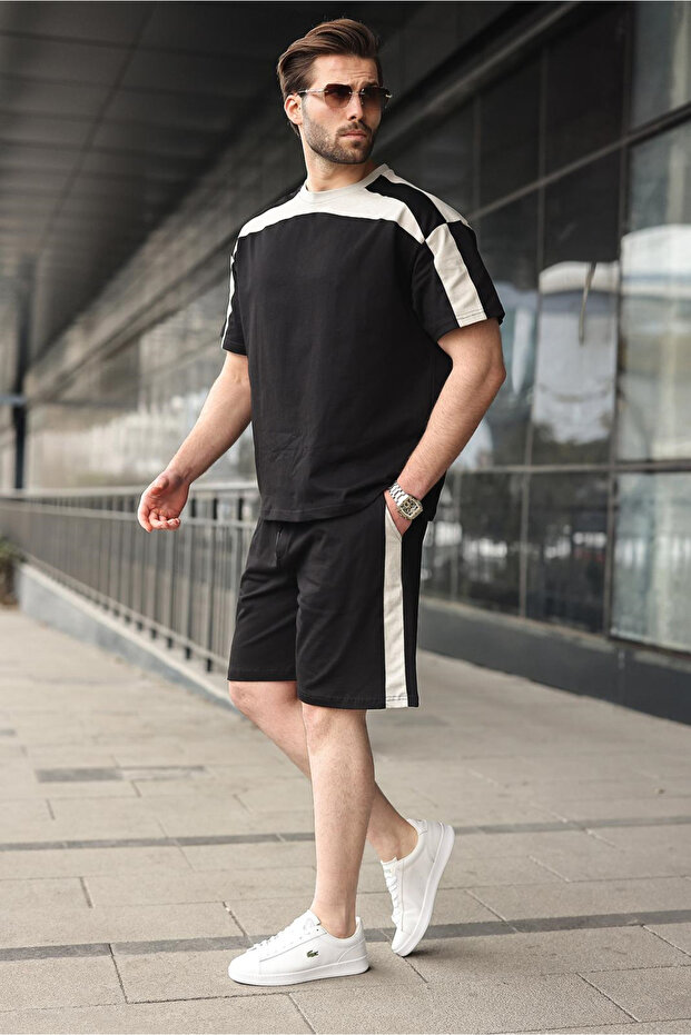 Black Men's Shorts and T-Shirt Set E7346