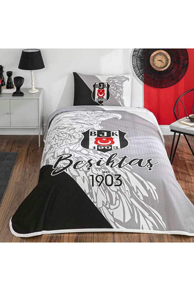Licensed Beşiktaş since 1903 Single Cotton Pique Bedspread Set