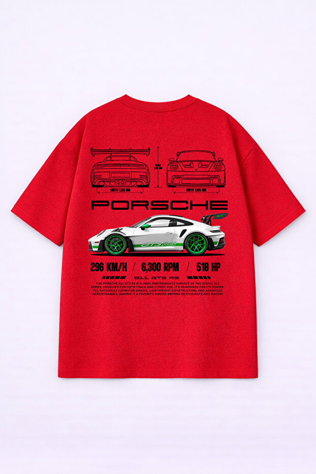 Oversized T-Shirt 100% Cotton Comfortable Fit 911 Porsche Printed T-Shirt