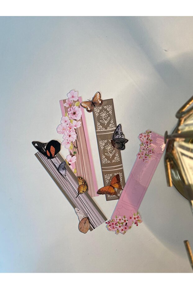Bookmarks - Flower & Butterfly Themed Special Cut Set of 4 (with Double-Sided Protection Lamination)