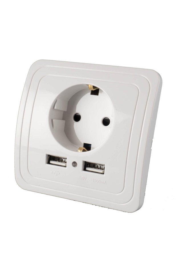 ecoLite recessed socket with two USB outputs, 1500 mA