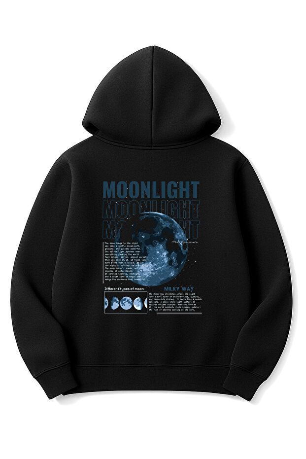 سويت شيرت كبير الحجم للجنسين Moonlight مطبوع بغطاء رأس