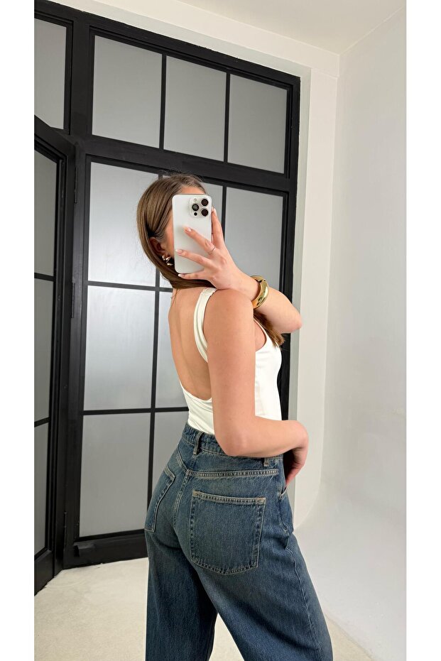 Ekru Kalın Askılı Basic Bodysuit GAUS-01006 - 2