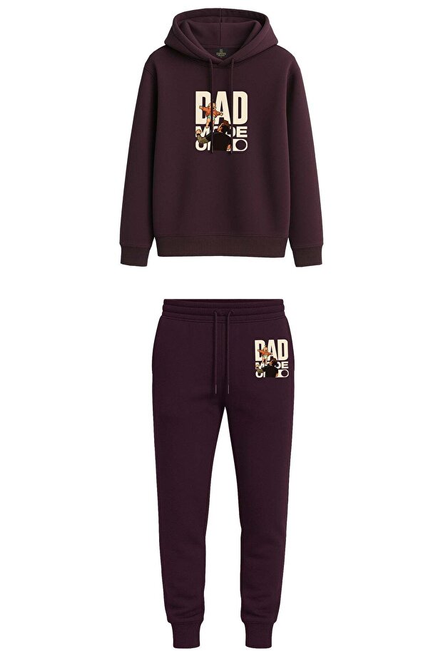 Dad Mode on Printed Hooded Sweatshirt & Jogger Pants Sweatpants Set