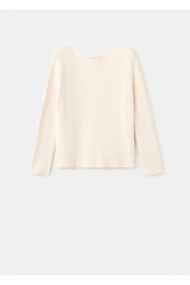 Kayık yaka örgü kazak - 3