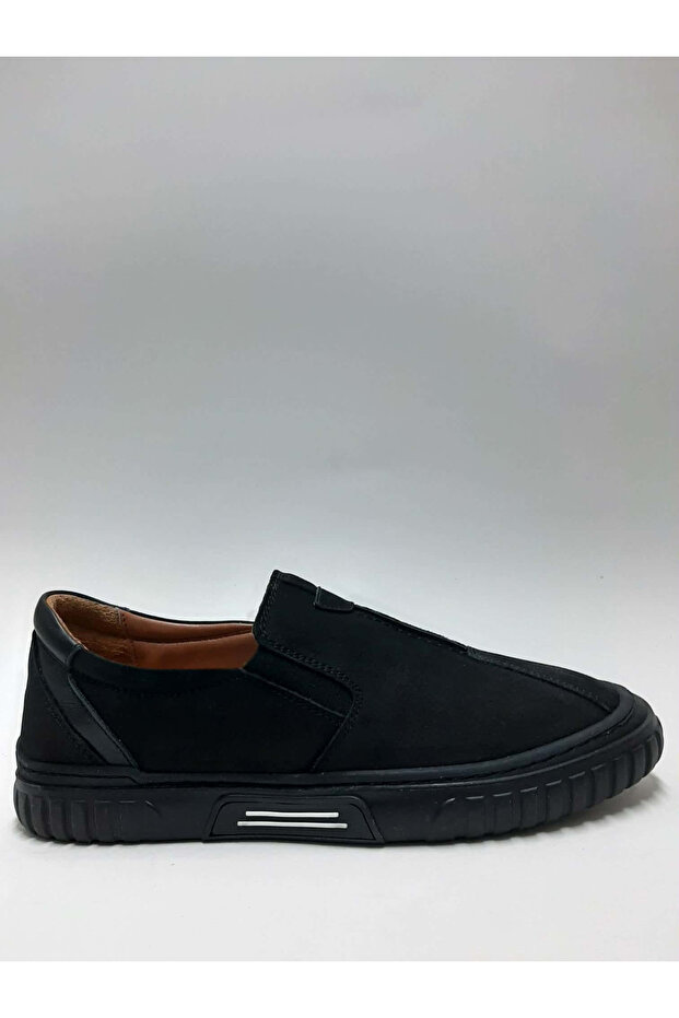 Genuine De Leather Ubuk Black Esne Stretchy Ç Rubber Sole Ciksiz Summer Men's Shoes
