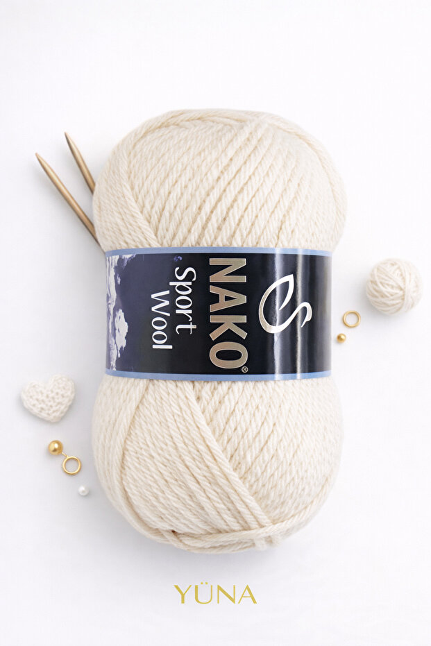 Sport Wool Thick Knitting Yarn 25% Y Wool 6383 Mushroom Beige