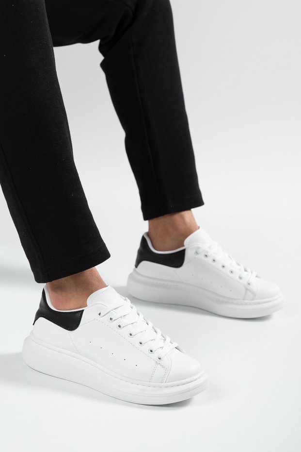 Daily Sneakers Men's Sports Shoes with Laces White - Black