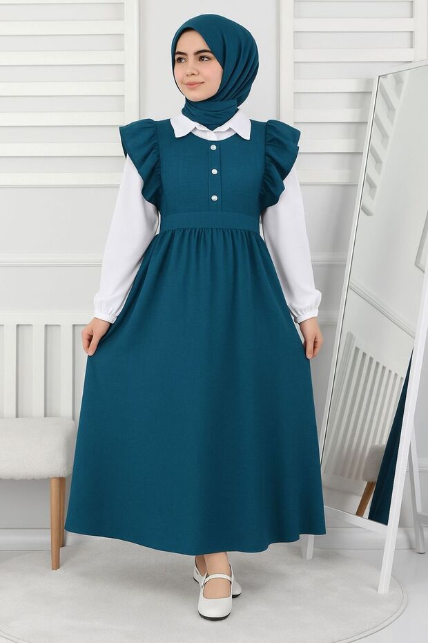 Girl's Hijab Shirt Linen Long Dress for Eid