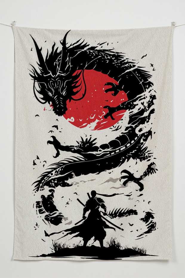Ejder Bushido– Anime Movie Character Themed Quality Fabric, Room Decor Tapestry Wall Rug
