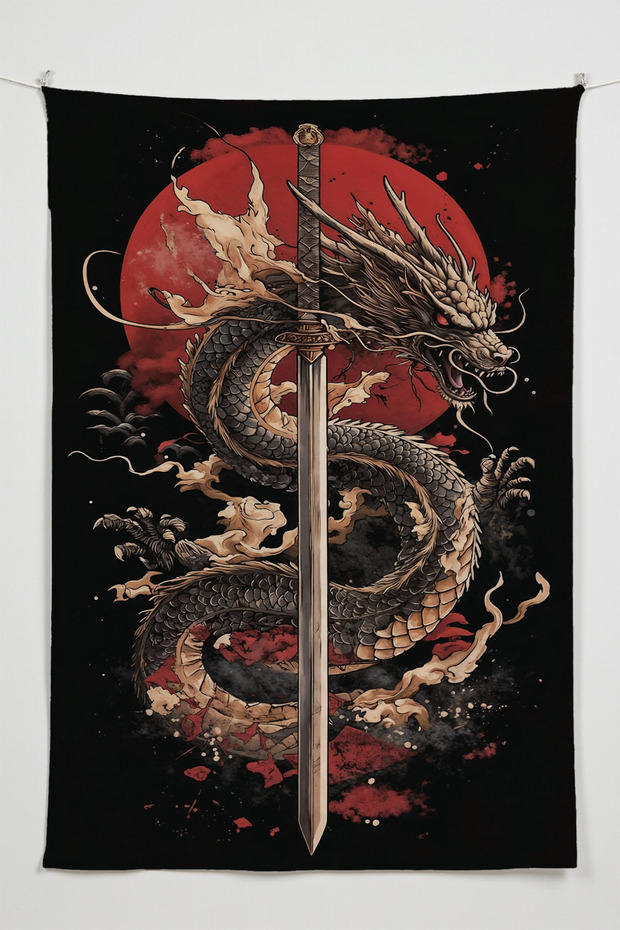 Wind Dragon Spirit – Anime Movie Character Themed Quality Fabric, Room Decor Tapestry Wall Rug