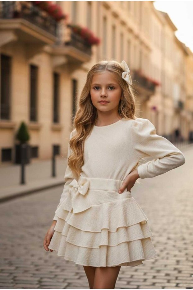 Girl's Shorts, Short Skirt, Ruffled Skirt, Blouse with Double Buckle, Includes Holiday-Style Accessories, One Size Larger.