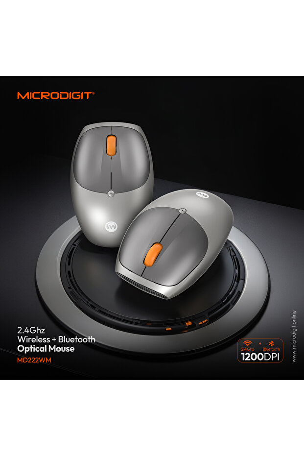 Dual Wireless + Bluetooth Mode Optical Mouse - MD222WM - 6