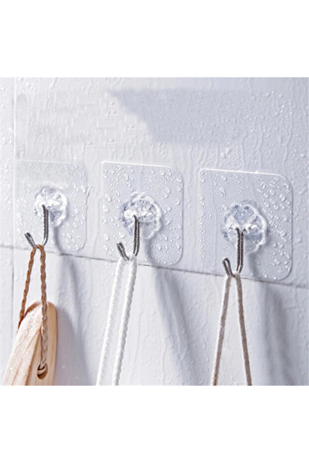 Self-Adhesive Transparent Wall Hanger 10 Pieces Strong Door Hanger Water-Resistant Bathroom Kitchen Hooks