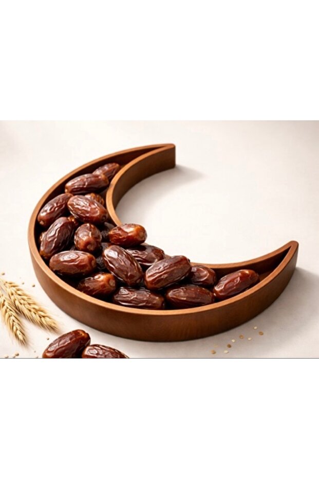 وعاء تقديم بتصميم هلال بني اللون لشهر رمضان - وعاء للوجبات الخفيفة وتناول الإفطار - طباعة ثلاثية الأبعاد