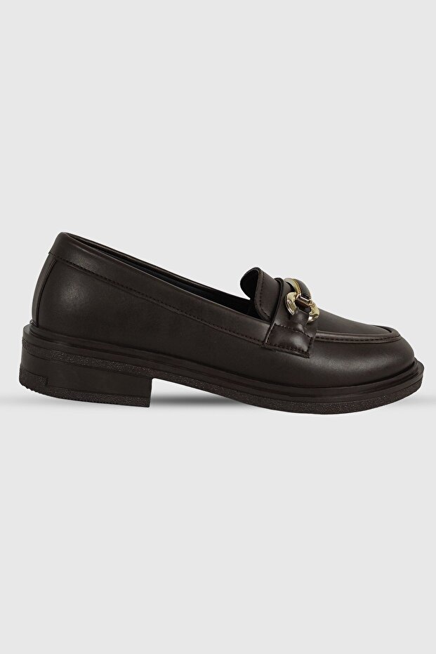 Coffee matte buckle detail Flat Sole women's Ballet Flats