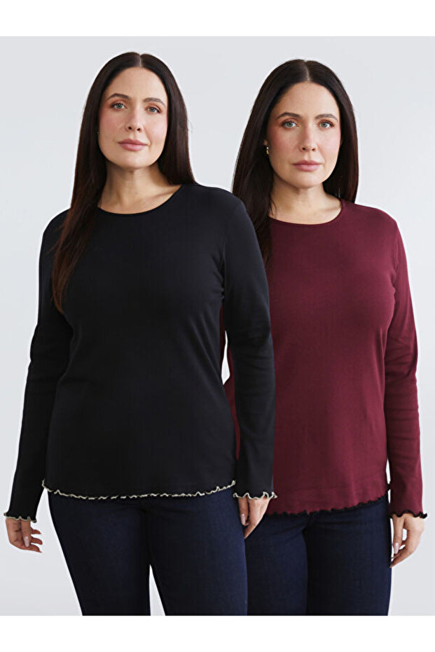 Plus Size Crew Neck Women's T-Shirt 2-Pack