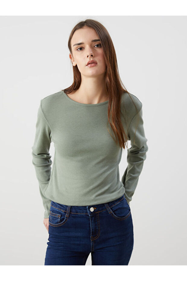 Crew Neck Women's Ribbed Bodysuit