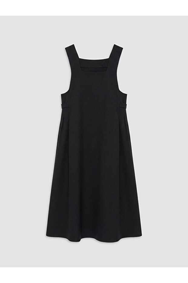Lcw Modest Black Square Neck A-Line Dress