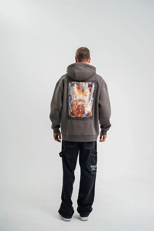 Three Thread Hooded Digital Patch Sweatshirt - Smoked - - 5