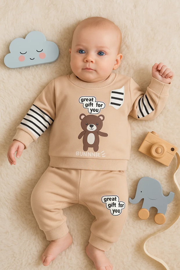 Gift For You Patterned 2-Piece 100% Cotton Baby Boy Set