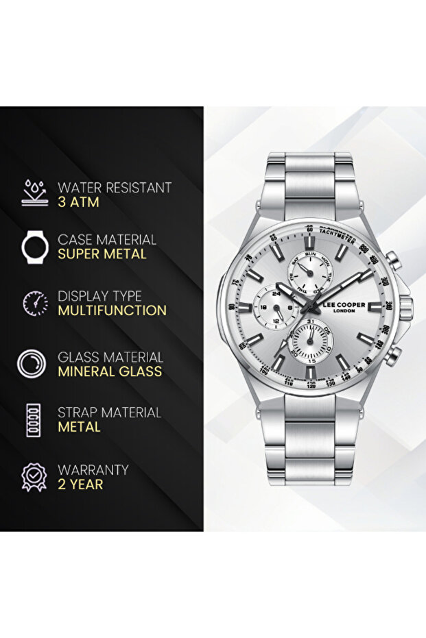 Men's Multi Function SILVER Dial Watch - LC08219.330 - 8