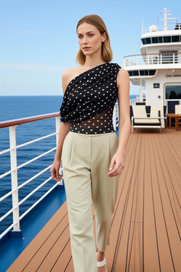 Women's Blouse Asymmetrical Collar Sleeveless Knitted Fabric Polka Dot Piece Pattern Regular Fit Tulle Woven Draped