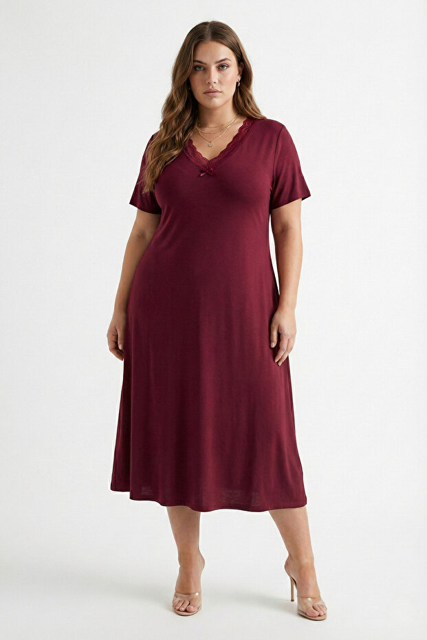 Lace Detailed Bamboo Flared Skirt Dress