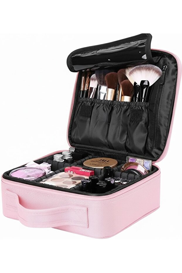 Travel Makeup Case, Cosmetic Organizer Bag Makeup Case With Compartment Makeup Bursh Set Storage Bag