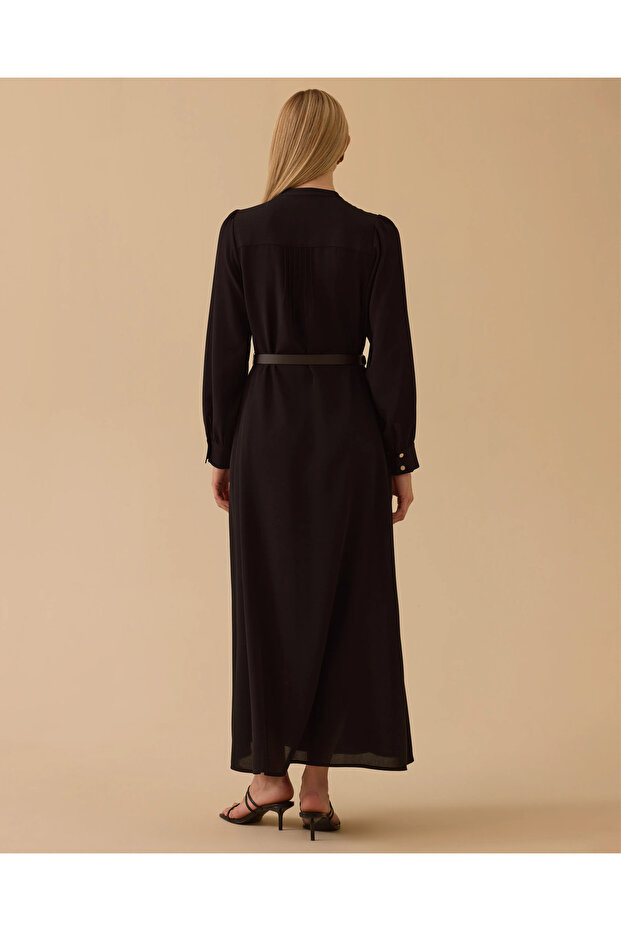 HAKİM YAKA KEMERLİ ELBİSE - 3