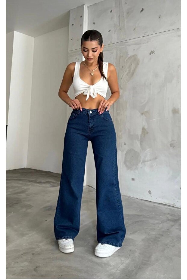 New Season High Waisted Loose E Stretchy Women's Palazzo Jeans